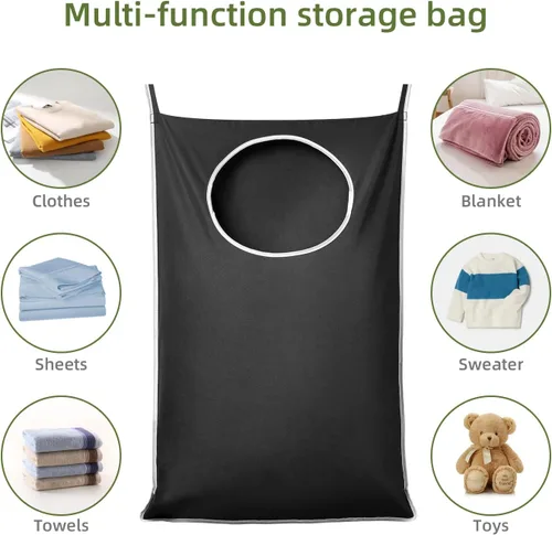 Miniatura 7 de KEEPJOY Paquete de 2 cestas de lavandería XL para colgar en la puerta, tamaño de 36.5 x 22.5 pulgadas, bolsa para puerta con apertura grande