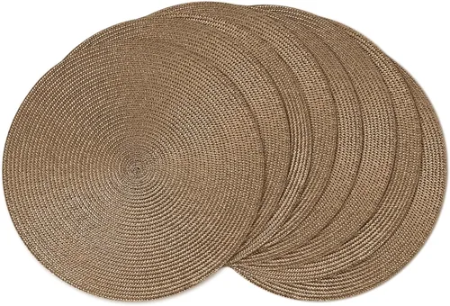 Miniatura 16 de AHHFSMEI Juego de 6 manteles individuales redondos trenzados de 15 pulgadas para mesas de comedor, tejido natural, resistentes al calor, color azul