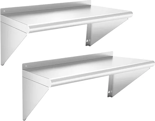 Miniatura 35 de Estante de acero inoxidable de 12 x 36 pulgadas, estantes de acero inoxidable comerciales de 300 libras para montaje en pared, estantes de metal 1