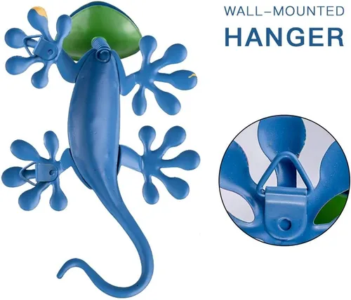 Miniatura 3 de hogardeck Gecko - Decoración de pared de metal para exteriores, paquete de 4 esculturas y estatuas de jardín de lagarto con cabeza agitada