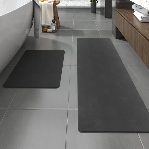Miniatura 15 de MontVoo -Tapete de baño-Alfombras de baño delgadas antideslizantes para debajo de la puerta- Superficie de gamuza sintética absorbente, de secado