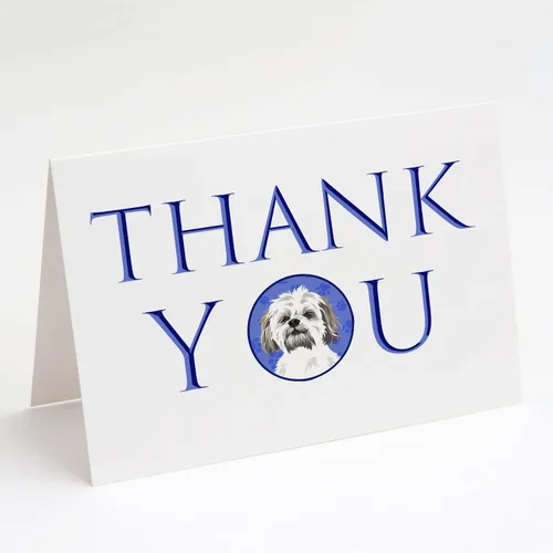 Miniatura 64 de Caroline's Treasures CK8919GCA7P - Tarjetas de felicitación y sobres de agradecimiento tricolor #1, diseño de pastor australiano, color negro, Blanco