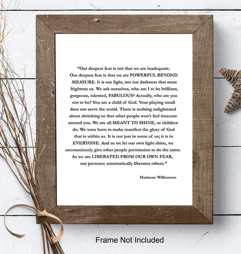 Miniatura 7 de Marianne Williamson Lámina de Arte de Pared con Cita del Miedo Más Profundo - Perfecta para Oficina y Decoración del Hogar - Es un Gran Regalo