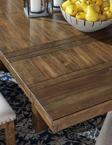 Miniatura 3 de Signature Design by Ashley Moriville Farmhouse - Mesa de extensión de comedor de 36 x 30 pulgadas, asientos hasta 8, color marrón y banco de comedor