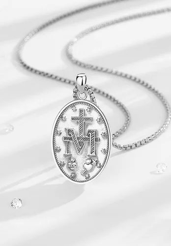 Miniatura 311 de EUDORA Collar de plata de ley 925, San Cristóbal y San Benito, San Miguel, Virgen María, San Judas Tadeo, Cruz de Buen Pastor y Arcángel, Medalla