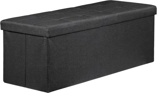 Miniatura 8 de ZenStyle Banco otomano de almacenamiento de 43 pulgadas, reposapiés plegable con asiento acolchado, baúl de almacenamiento largo para zapatos