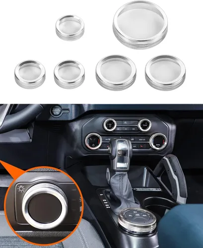 Miniatura 15 de Savadicar CKT01 Billet - Juegos de molduras de perillas de control de aluminio billet, faros/4WD/HVAC, biseles de anillos de perillas de control
