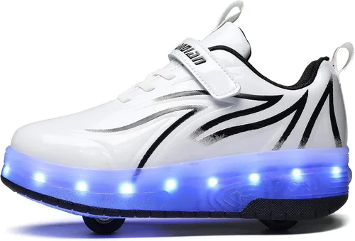 Miniatura 2 de HHSTS Zapatos para niños con ruedas, zapatos de color de luz LED, patines brillantes, zapatos de patinaje, regalos simples para niños y niñas