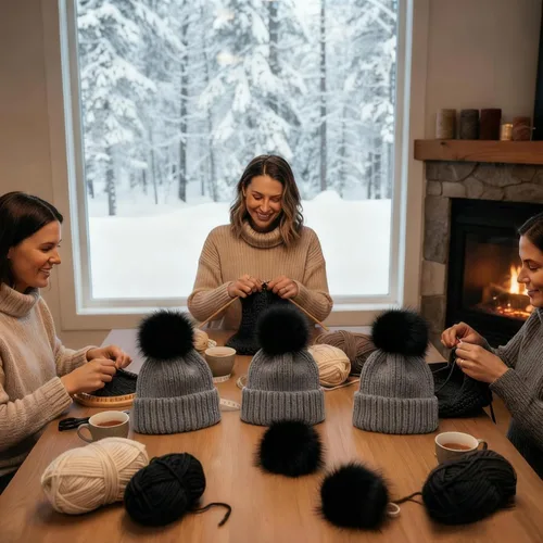 Miniatura 7 de Tatuo 16 pompones de piel sintética para sombrero de 4 pulgadas, bolas grandes y esponjosas para manualidades, tejer, gorro, zapatos, bufanda