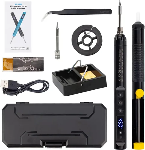 Kit de soldador inalámbrico con pantalla LCD, herramienta de soldadura recargable por USB portátil para electrónica, proyectos de bricolaje y