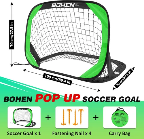 Miniatura 2 de BOHEN Porterías de fútbol desplegables para niños, red de fútbol portátil plegable para exteriores, interiores, patio trasero y playa