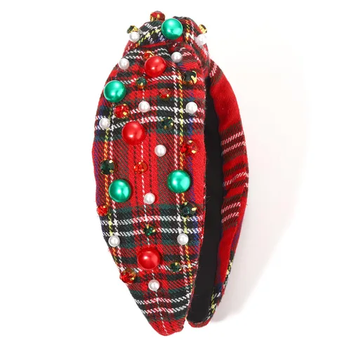 Miniatura 5 de mokkia Diadema de Navidad para mujer, diadema de Navidad, con lazo, reno, copo de nieve, rojo y verde, con diamantes de imitación, diadema anudada