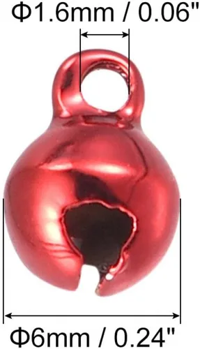 Miniatura 2 de uxcell Cascabeles de cascabel, 1/4 de pulgada, 240 campanas pequeñas para manualidades, decoración de Navidad, color rojo
