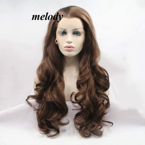 Miniatura 20 de 1001 #Color sintético rubio blanco encaje frente pelucas para mujeres pelo rubio platino largo cuerpo onda peluca resistente al calor fibra larga