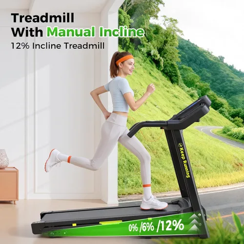 Miniatura 7 de Lastforever Cinta de correr plegable de 3.5 HP para el hogar, capacidad de 350 libras, cintas de correr portátiles con inclinación manual de 3 Negro