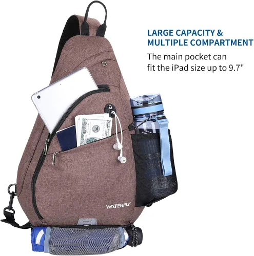 Miniatura 5 de WATERFLY - Mochila casual tipo bandolera, para llevar en el pecho