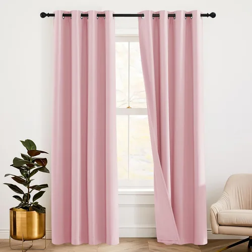 Miniatura 59 de RYB HOME 3 en 1 insonorizadas - oscurecedoras - cortinas de lino con aislamiento, cortinas de ahorro de energía con bloqueo de ruido para Lino blanco