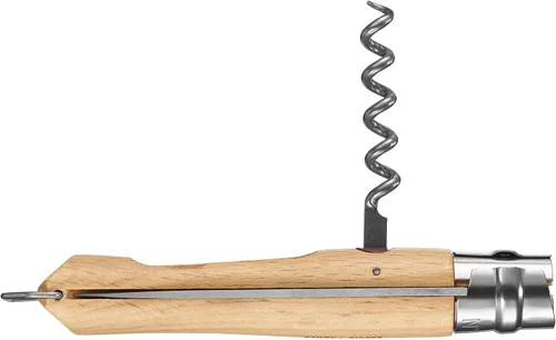 Miniatura 12 de Opinel Sacacorchos de acero inoxidable No. 10, cuchillo plegable para vino y queso, sacacorchos integrado + abridor de botellas, mango de madera