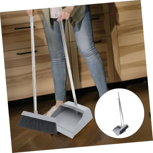 Miniatura 4 de Juego de recogedor de escoba para el hogar, cocina y uso al aire libre, escoba de mango largo 33.5 y recogedor de metal resistente, diseño vertical