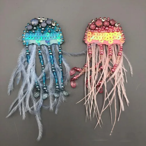 Miniatura 8 de 2 piezas de parches de lentejuelas con diamantes de imitación de estrella de mar brillantes, parches decorativos para coser estrellas, bricolaje