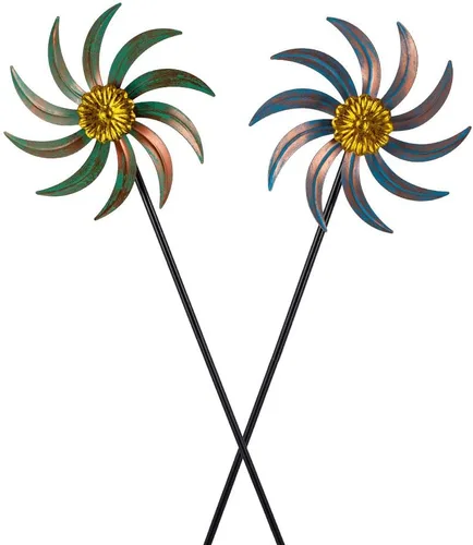 Miniatura 13 de Viveta Molinillo de viento para exteriores, escultura de viento decorativa con estaca resistente, molinetes rosas para patio y jardín
