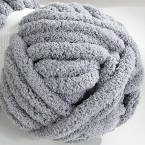 Miniatura 6 de HOMBYS Hilo de Chenilla Gris Grueso para Tejer a Mano, Hilo Jumbo Suave y Esponjoso para Crochet, Hilo Súper Voluminoso Grande para Manta Gruesa