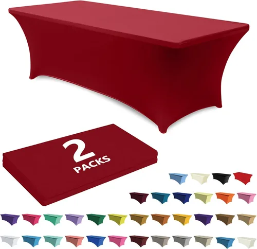 Miniatura 17 de ABCCANOPY Paquete de 2 manteles de elastano negro de 4 pies, elásticos, resistentes a las arrugas, reutilizables, para mesa plegable rectangular