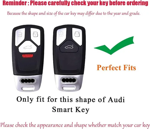 Miniatura 2 de Compatible con Audi Q3 Q8 Q7 Q5 A3 A4 A5 A6 A7 TT TTS S4 S5 RS4 RS5 Funda de cuero de metal para llavero inteligente