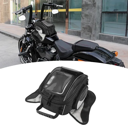 Miniatura 2 de Motoforti Universal motocicleta tanque magnético bolsa de herramientas combustible alforja con correa impermeable negro