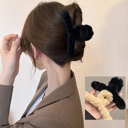 Miniatura 6 de SEVEN LUCKY LIGHT Pinzas para el cabello, 7 pinzas peludas de 4.5 pulgadas para cabello grueso, lindo clip mullido para mujeres y niñas, pinzas