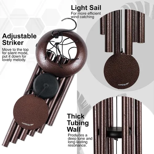 Miniatura 3 de Vanquer Campanillas de viento para tono profundo exterior, campanillas de viento de 32 pulgadas para exteriores, tono profundo, campanillas