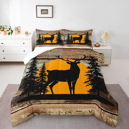 Miniatura 46 de Juego de ropa de cama de oso para niños y adolescentes, juego de edredón de animales salvajes para niños, adolescentes, naturaleza, vida silvestre