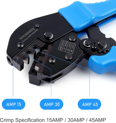Miniatura 4 de Knoweasy Engarzadora Powerpole, herramienta de crimpado de amplificador para conectores de 15, 30 y 45 amperios, herramienta de crimpado Powerpole