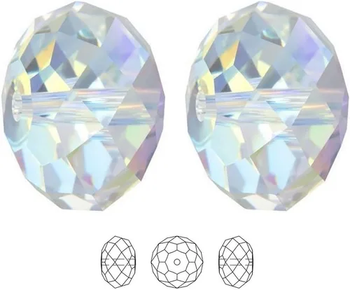 Miniatura 2 de 100 piezas Adabele cuentas austriacas de 6 mm con facetas sueltas de cristal rondelle transparente AB, compatibles con cristales Swarovski 5040