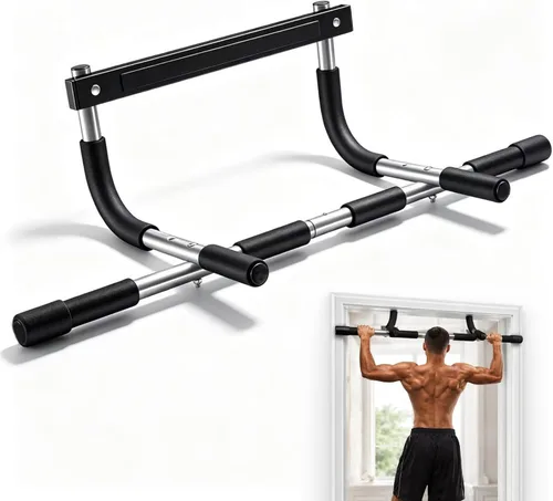 Barra de dominadas para puerta | Límite máximo de 330 libras de barra de entrenamiento para la parte superior del cuerpo | Fuerza de agarre múltiple