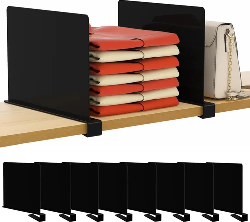 Miniatura 33 de HBlife 12 piezas de divisores de estante de acrílico transparente, organizador vertical de bolsos para armario, perfecto para suéteres, camisas