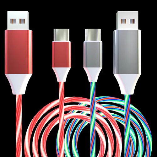 Miniatura 7 de Paquete de 2 cables de carga LED USB C, cable de carga tipo C, cargador USB C rápido compatible con Samsung Galaxy S21 S20 S10 S9 S8 Note 20, LG V30