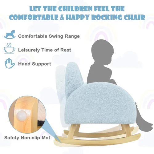Miniatura 8 de Sofá Infantil INFANS, Silla Balancín para Niños Pequeños con Estructura de Madera Sólida, Diseño Antivuelco, Tela de Felpa, Sillón para Niños