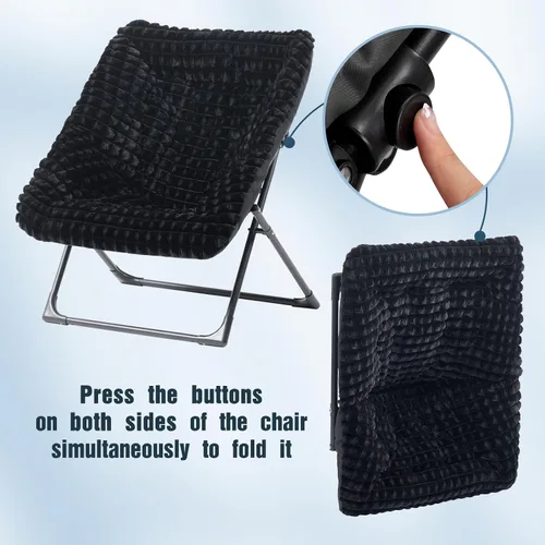 Miniatura 6 de HollyHOME Silla Platillo Extra Grande con Otomana Plegable, Cómoda Silla Plegable de Gran Tamaño y Conjunto de Taburete Reposapiés Plegable, Silla