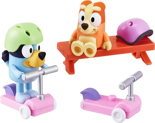 Miniatura 3 de Bluey Vehículo 2-Pack, 2.5-3" Bingo Figuras Articuladas - Scooter Time