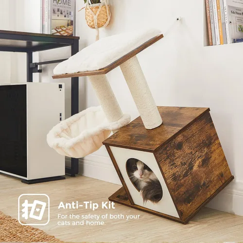 Miniatura 9 de FEANDREA Árbol pequeño para gatos para gatitos, torre moderna para gatos de interior, condominio para gatos con postes rascadores, cojines lavables
