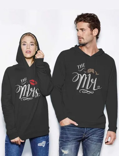 Miniatura 2 de Tstars Mr Mrs - Sudadera con capucha a juego para parejas para él y para ella