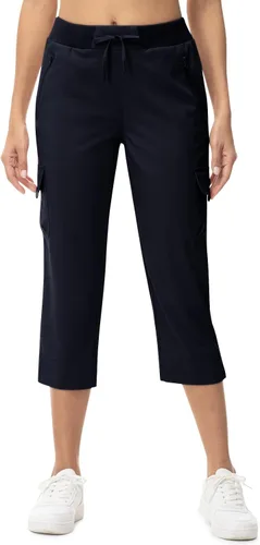 Miniatura 6 de TBMPOY Pantalones capri ligeros de secado rápido para mujer, con bolsillos tipo cargo, resistentes al agua, pantalones de viaje casuales al aire