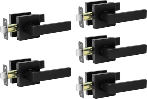 Miniatura 7 de AEEKEL - Juego de 2 manijas de puerta interior, color negro mate, cuadradas, sin bloqueo, para pasillo o armario, manijas de puerta resistentes sin