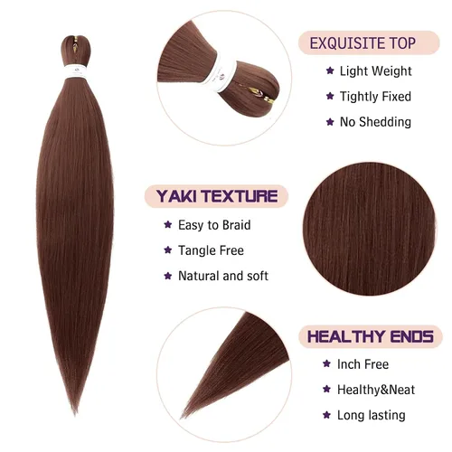 Miniatura 3 de Beyond Beauty - Trenzas preestiradas de cabello profesional sin picazón, ajuste de agua caliente, fibra sintética, textura Yaki, extensiones