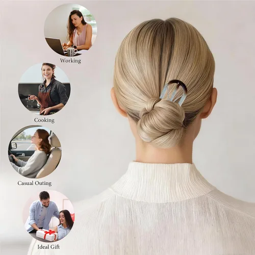 Miniatura 5 de 8 horquillas francesas para mujer, diseño de dientes interiores, grandes en forma de U, horquillas para el pelo para moños, rizos franceses