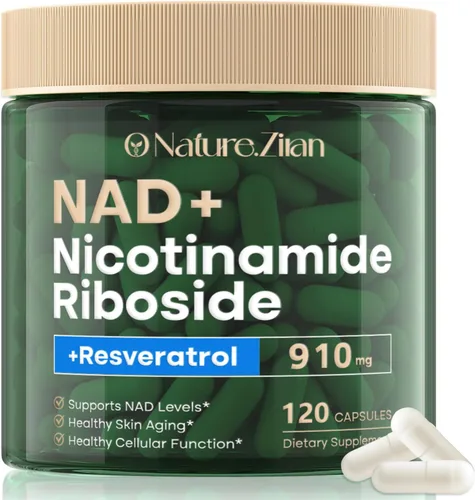 Suplemento NAD 120 cápsulas, ribósido de nicotinamida liposomal, resveratrol, quercetina, NAD nicotinamida ribósido resveratrol 910 mg para mujeres