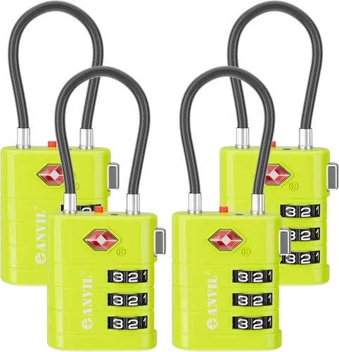 Miniatura 28 de ANVIL Candados para Equipaje Aprobados por TSA – Candados de Viaje de Combinación TSA008 de Alta Seguridad con Indicador de Inspección para Maletas
