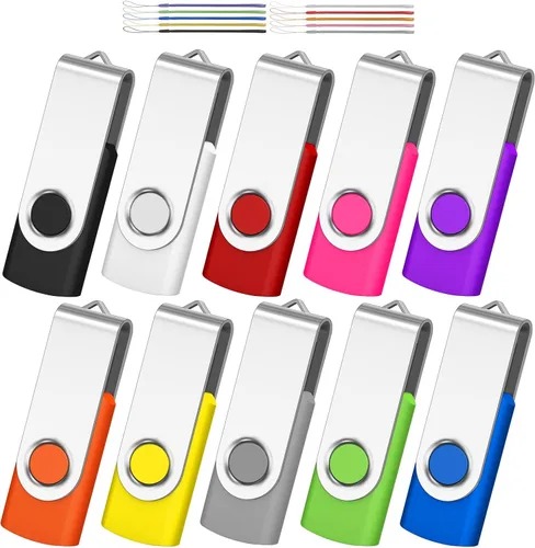 AreTop Unidad flash USB de 2 GB, paquete de 10 unidades de memoria USB 2.0 Pendrive USB 2.0 a granel para almacenamiento de datos plegables, memoria