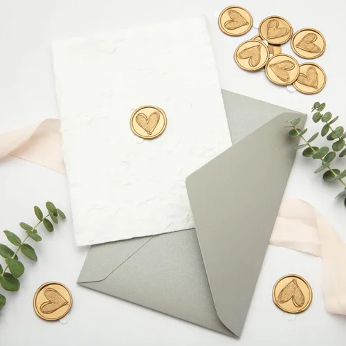 Miniatura 3 de 50 calcomanías de sello de cera de oro antiguo esmerilado de corazón para bodas, cumpleaños, baby shower, Acción de Gracias, invitación, negocio